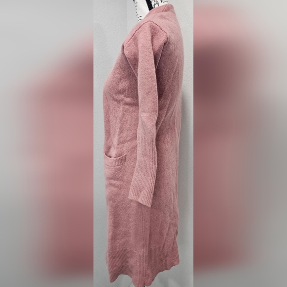 Halogen Women's Pink Front Open Cashmere Wool Long Cardigan with Pockets Small - Picture 4 of 14
